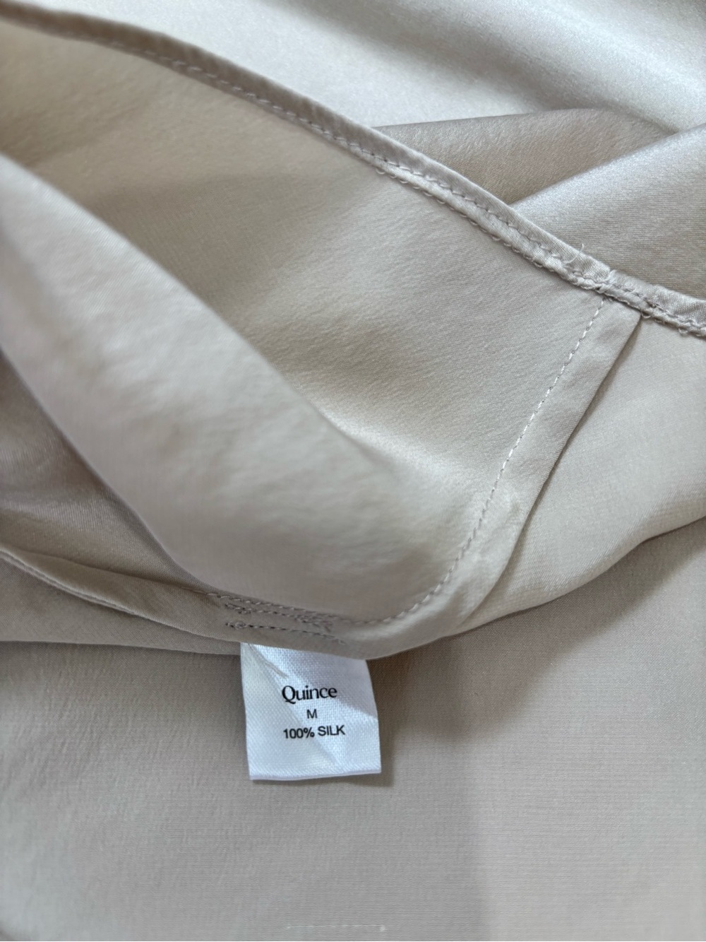 Quince Luxury Modern Feminine 100% Silk Champagne Satin Pull On Midi Skirt Sz M - Picture 16 of 16